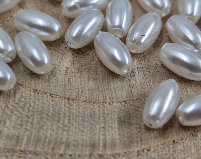 imitation freshwater pearls 3x 6 mm -rice grain - White -oval pearls -white pearl -interperle-pearl bracelet-mother-of-pearl