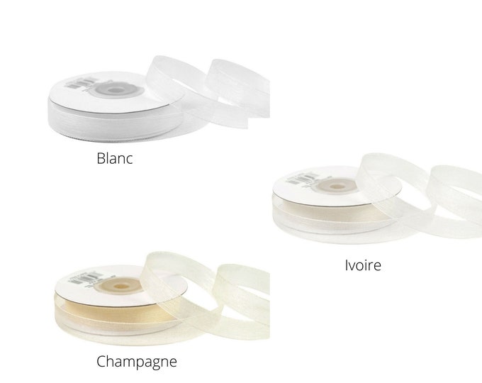 Ribbon organza / chiffon ribbon width 12 mm, roll of 25 m