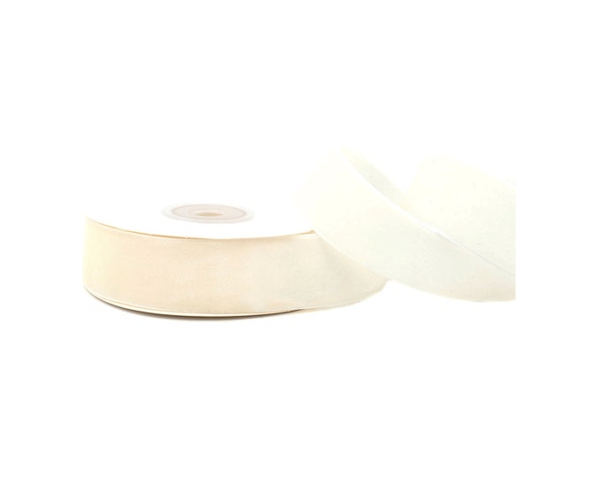 Velvet ribbon 25 mm wide spool of 5 meters Ivory