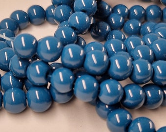 280 perles en verre opaque 6 mm couleur  Bleu Gibraltar