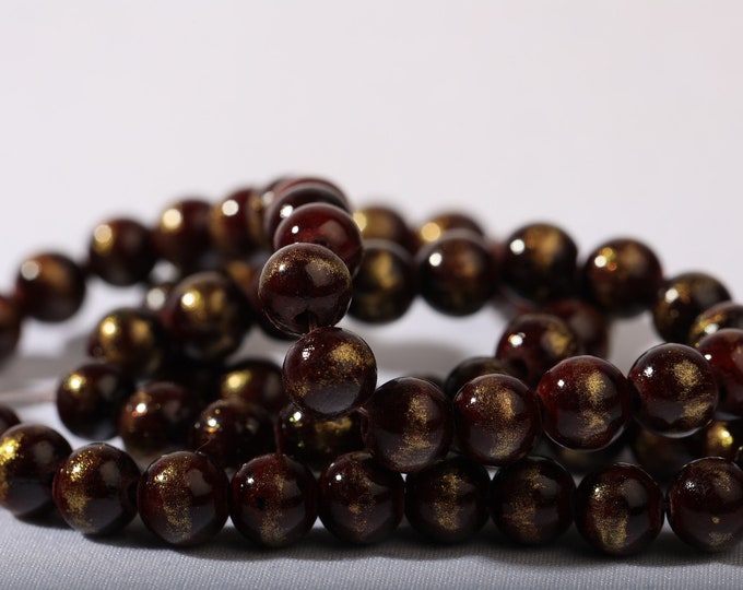 Calcite natural stones 6mm Golden burgundy red x 66 beads