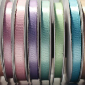 Pack of 10 Satin Ribbon Spools 6 mm – 250 m Total, Pastel Colors – Decoration, DIY, Jewelry Making, Sewing