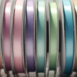 Set of 10 spools of satin ribbon 6mm wide 250 meters in total pastel colors image 1