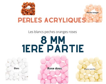 100 Perles acryliques mates de  8 mm de diamètre trou de 2 mm