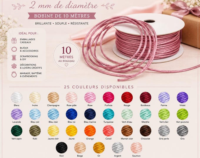 10 m Satin cord of very good quality 