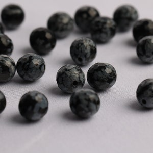 Pierres naturelles Obsidienne 8mm facettées Noir-anthracite marbre x 23 perles image 6