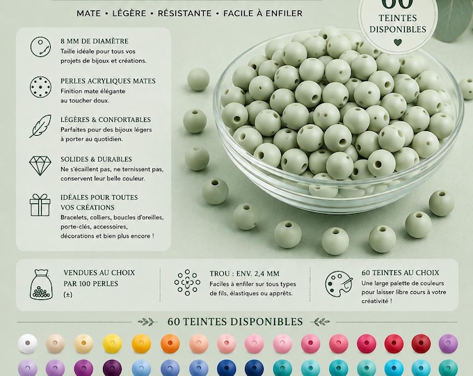8mm round acrylic beads