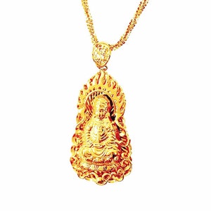 Y2K 90s vintage or bouddha déesse collier