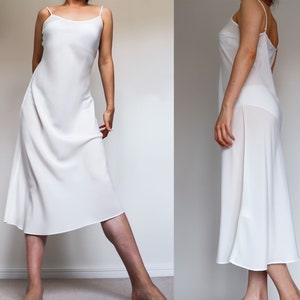 90s Y2k 2000s 90s Y2K 00s vintage chiffon cami straps knee calf length long midi simple plain slip dress