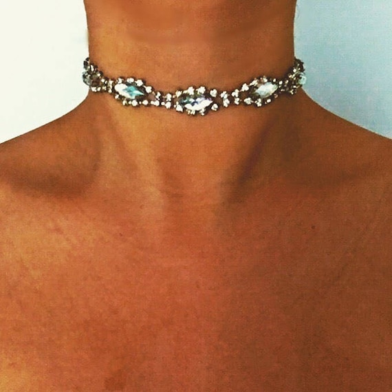 Leaf Diamante Choker Short Necklace 