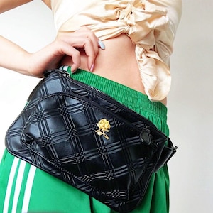 Rose faux leather belt bag black