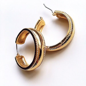 90 Vintage minimalista minimalista oro grueso pendientes de aro grueso