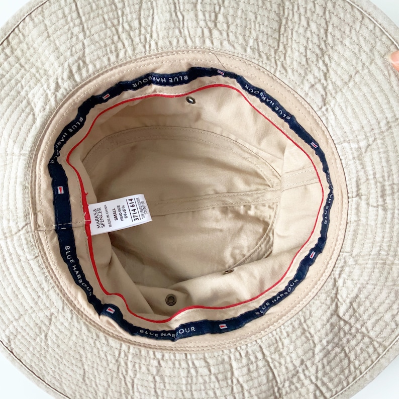 90S 00 Y2K Vintage unisex beige Marks and Spencers safari bucket cotton hat
