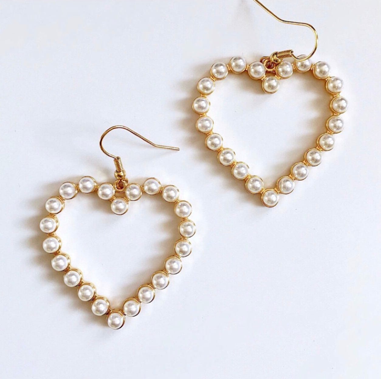 Faux Pearl Heart Earrings Y2K 90s Style Etsy UK