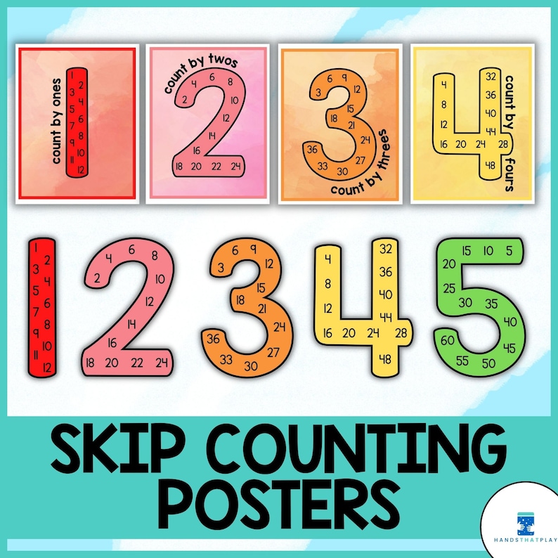 Skip Counting Number Posters | Skip Counting Chart | Rainbow Classroom ...