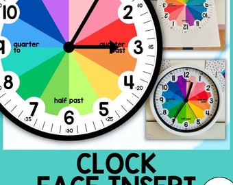 Colorful Clock Face Insert - Telling Time for Kids