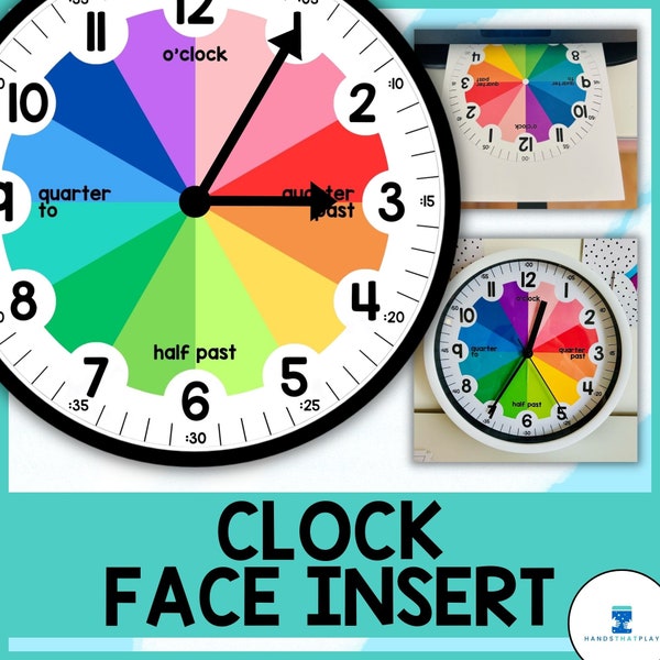 Colorful Clock Face Insert - Telling Time for Kids