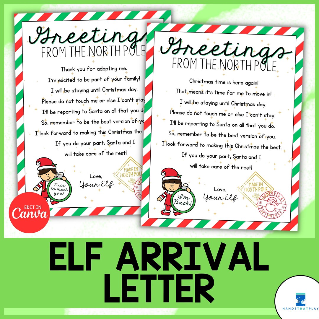 Elf Arrival Letter Editable Letter From Elf Etsy