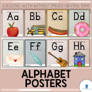 Alphabet Posters | Letter Formation | Neutral Boho | Classroom Decor