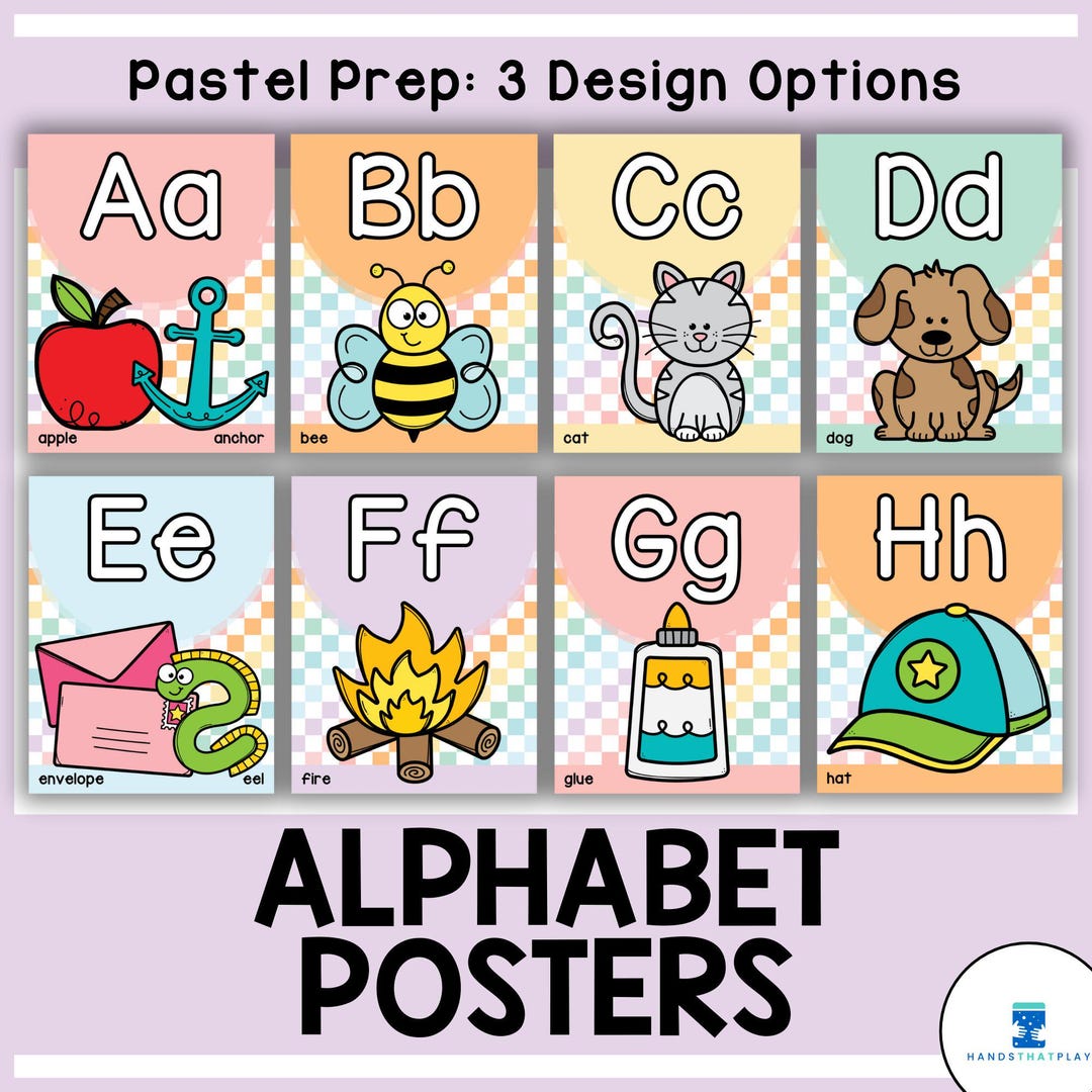 Pastel Alphabet Posters With Pictures | Pastel Prep Classroom Decor ...