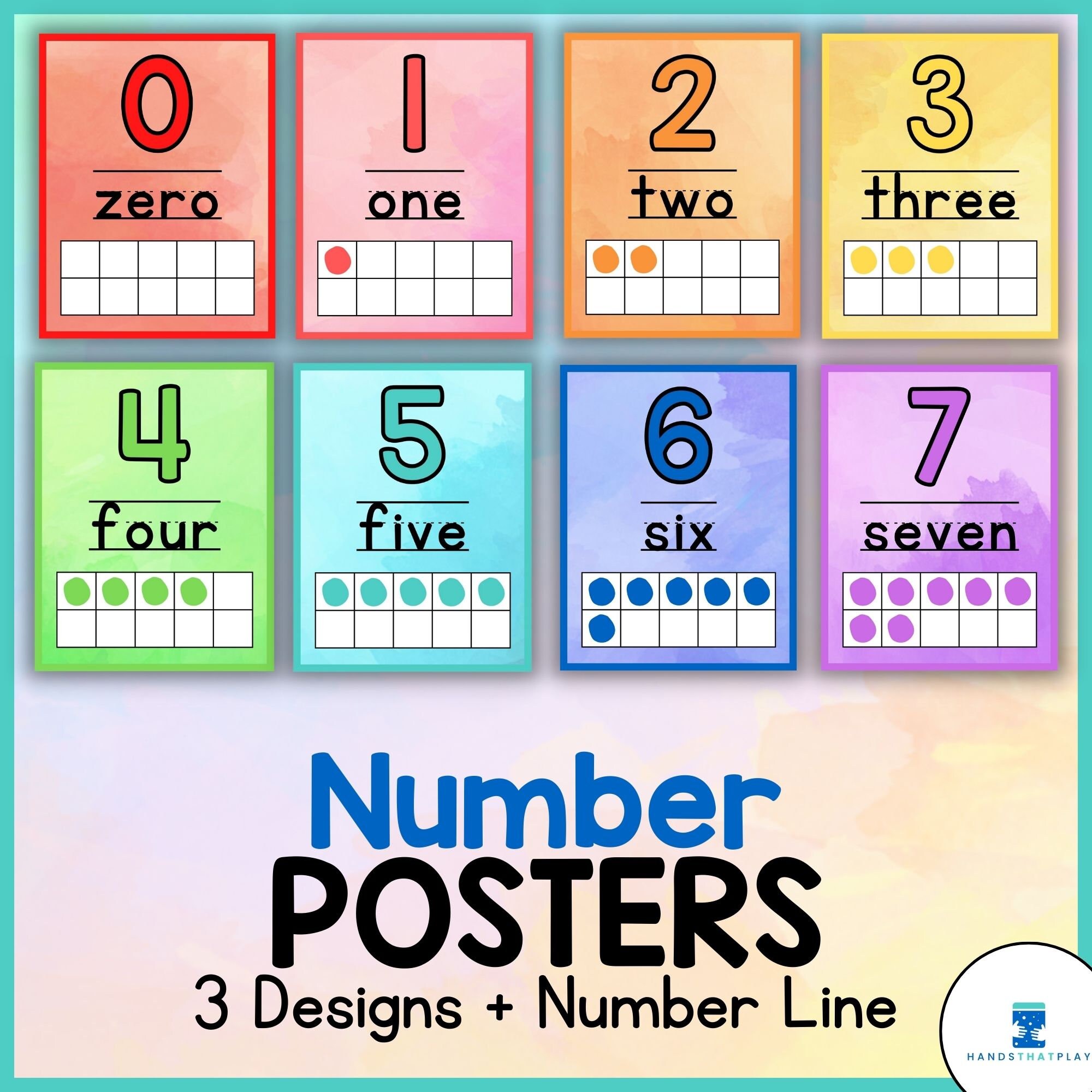 Number Posters Number Words Number Line Classroom Wall Etsy España