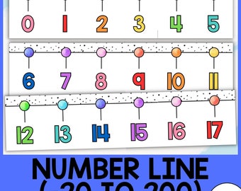 Classroom Number Line | Monochrome Rainbow Classroom Decor | Number Line for Classroom |Number Line -20 to 200 | Elementary Classroom