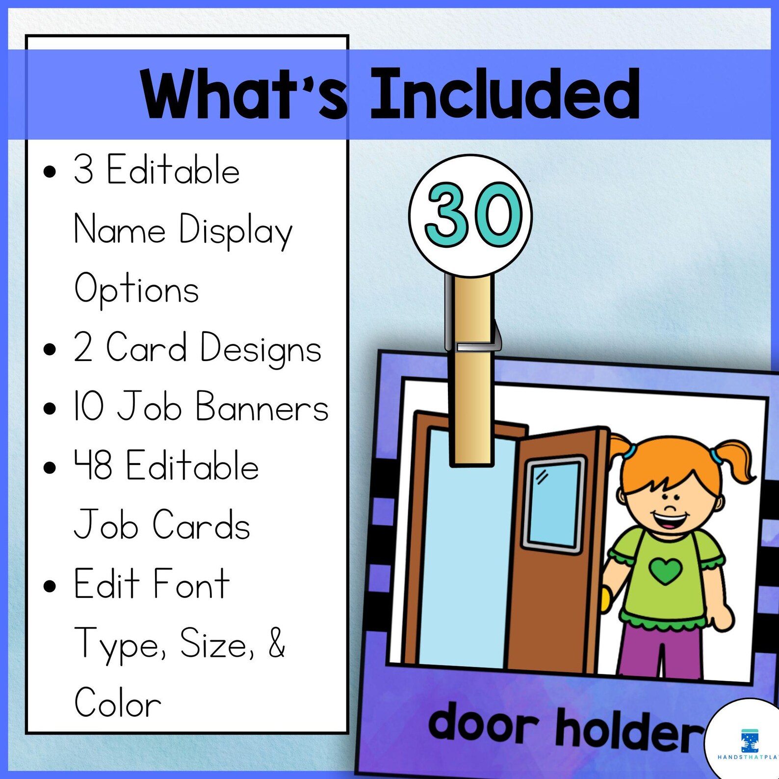 Classroom Helper Job Display | Editable Classroom Job Chart ...
