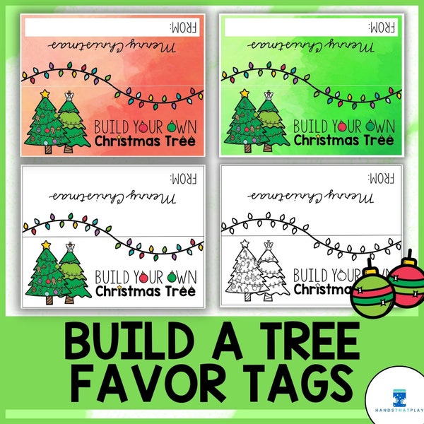 Christmas Favor Tags - DIY Build a Christmas Tree Bag Toppers