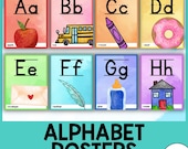 Alphabet Posters | Rainbow Watercolors | Letter Formation | Classroom Decor