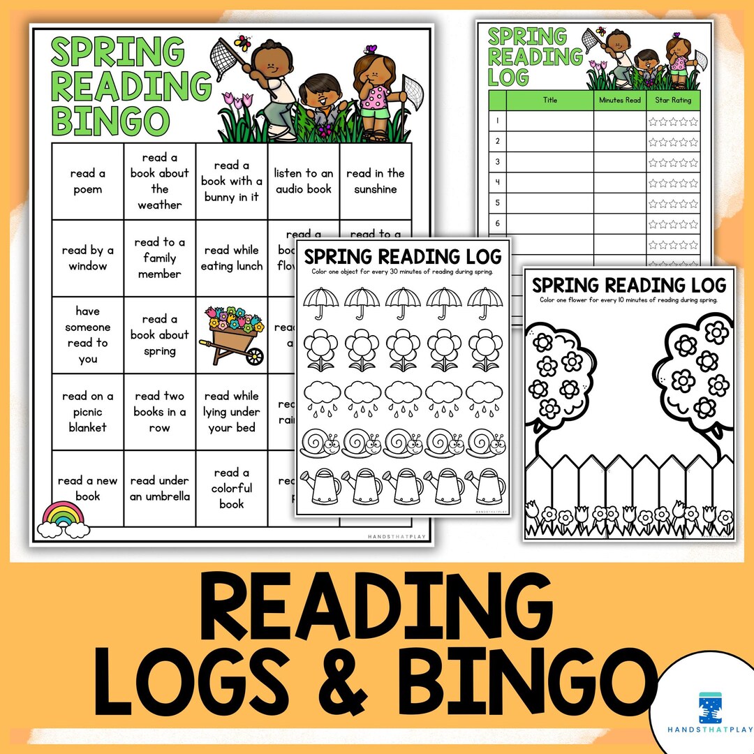 Spring Reading Log and Bingo Activity, Spring Reading Chart - Etsy