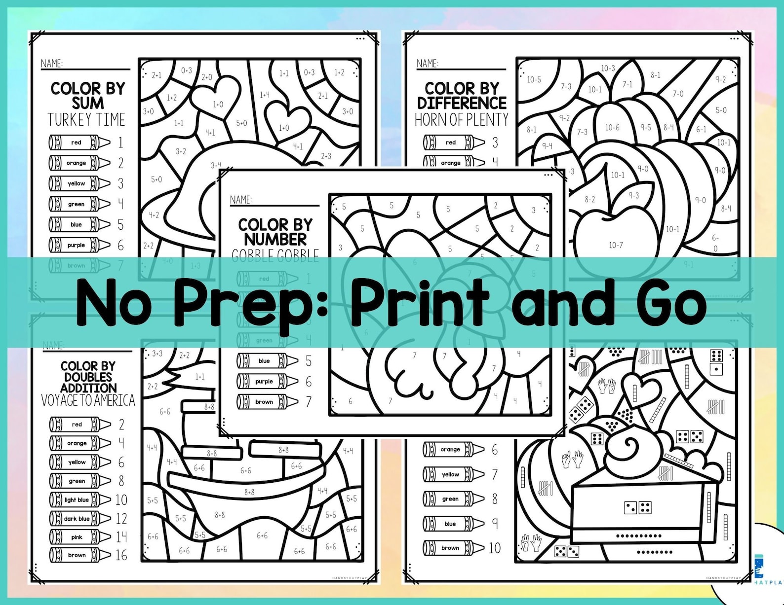 Thanksgiving Color by Number Coloring Pages Math (within 10) Etsy