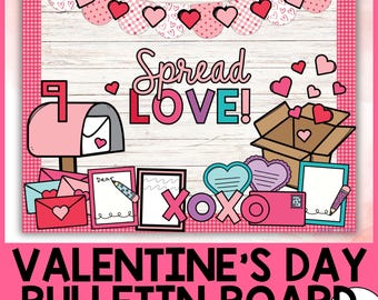 Valentine&#39;s Day Printable Bulletin Board Set or Door Decor for Classrooms | Spread Love