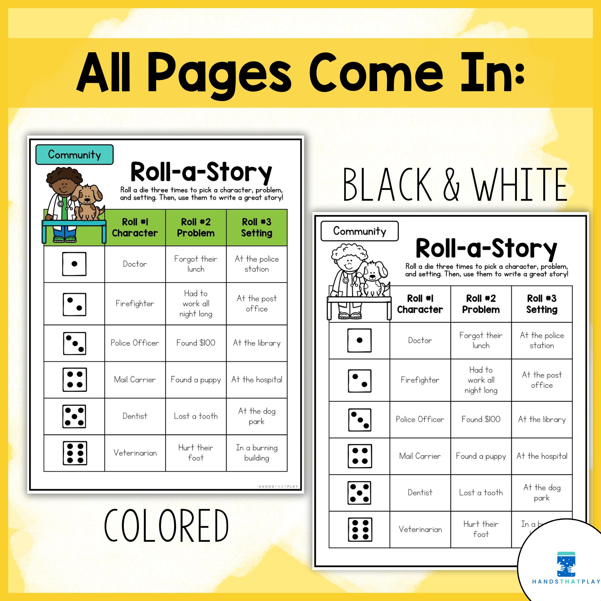 Roll a Story Writing Prompts - August, Back to School, Community - Etsy
