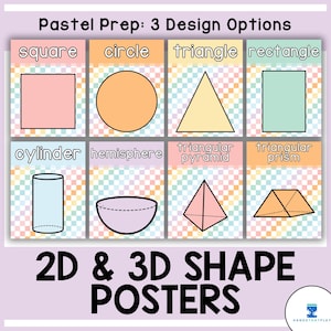 2D and 3D Shape Posters | Pastel Prep Classroom Decor | Calm School Class Decor