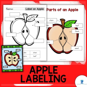 Apple Science - Label Parts of an Apple Diagram (Apple Core or Apple Half)
