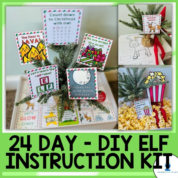 Printable Elf Kit - 24 Days of Elf Instruction Kit - DIY Printable Christmas Elf Activities