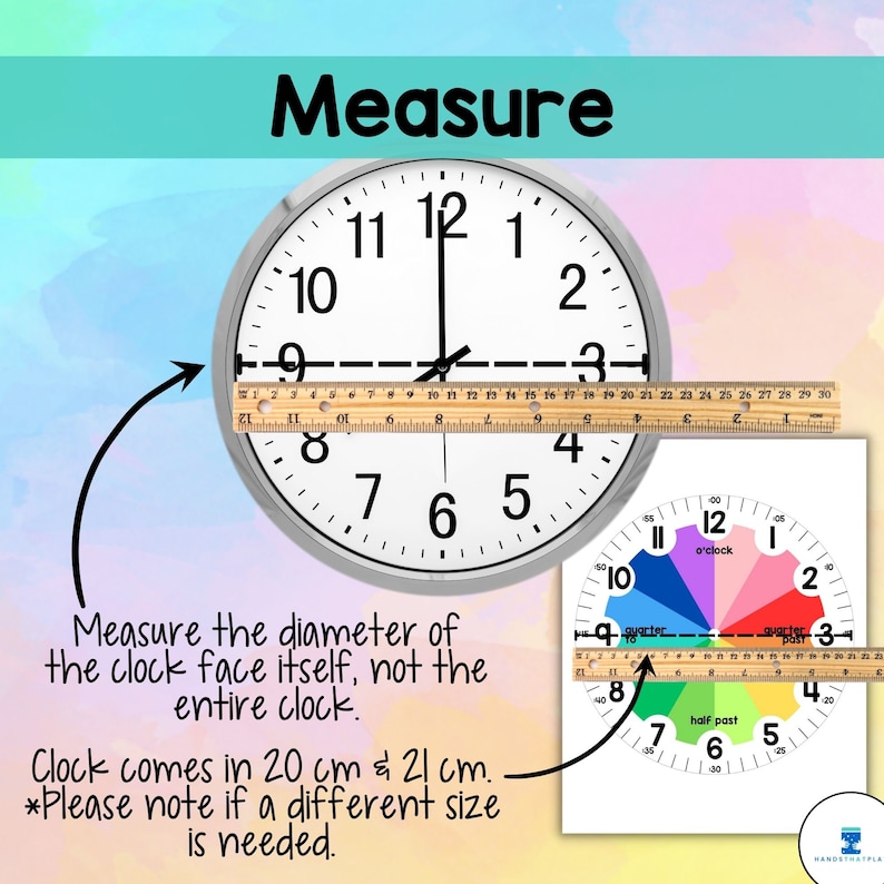 Colorful Clock Face Insert - Telling Time for Kids - Etsy