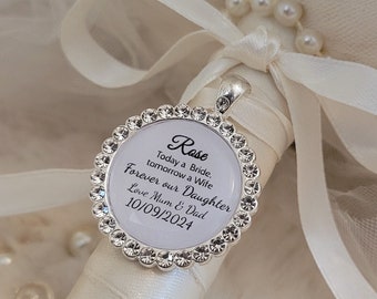 Bouquet charm, wedding charm for brides. Custom personalised pendant gift.