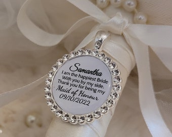 Bouquet Charm for Bridesmaids and Flower Girls, Wedding Pendant, Custom Personalised Proposal Gift.