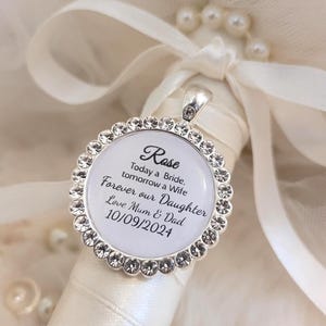 Bouquet charm, wedding charm for brides. Custom personalised pendant gift.