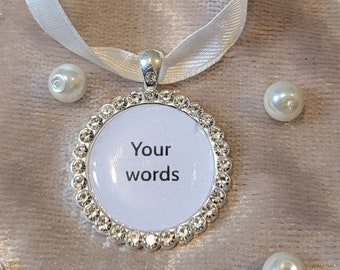 Custom Words Bouquet Charm, Personalised Wedding Gift for Bride, Bridesmaids, Flower Girls, Groom, Parents.