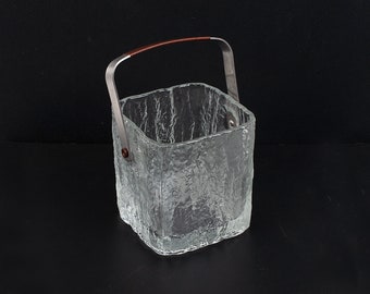 Vintage MCM Scandinavian Style HOYA Japan Crystal Icicle Textured Glass Ice Bucket Barware