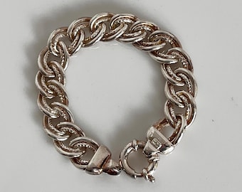 Vintage MILOR ITALY Sterling Silver Gold Tone Chain Bracelet 27.7 Grams  Size 7