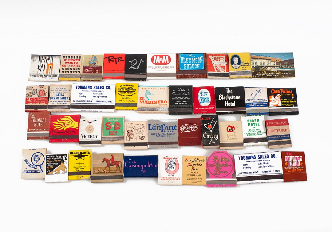 41 Great Very Old Matchbooks, Many States, Cool Graphics, Some Full of