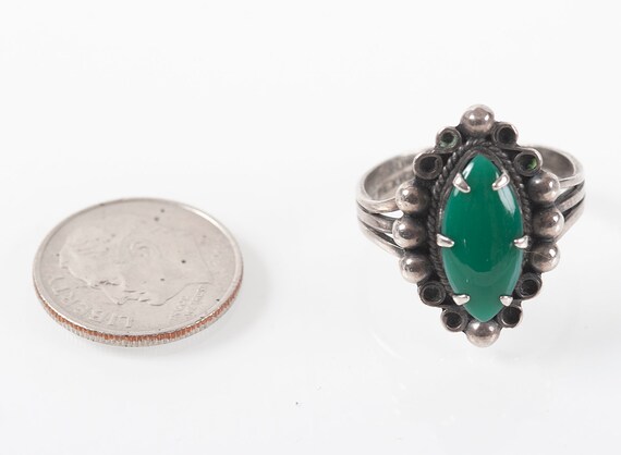 Vintage Antique Rich Green Gemstone Sterling Ring… - image 7