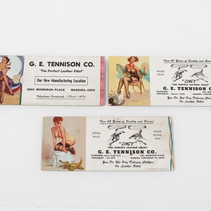 Set of Three 1950&#39;s G. E. Tennison Co. Advertising Pin-up Model Drink Coasters