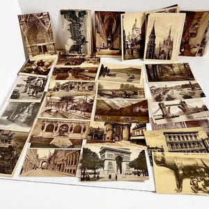 Magnifique collection de 75 cartes postales monochromes européennes antiques inutilisées, personnes, lieux