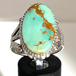 Vintagesignerad Navajo Gilbert Nelson Sterling Turkos Ring Storlek 10.5 10.1 Gram