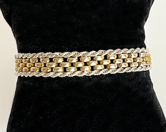 VTG. Sterling Silver Gold Chain Link Bracelet Italy Milor 7 1/2&quot; Length