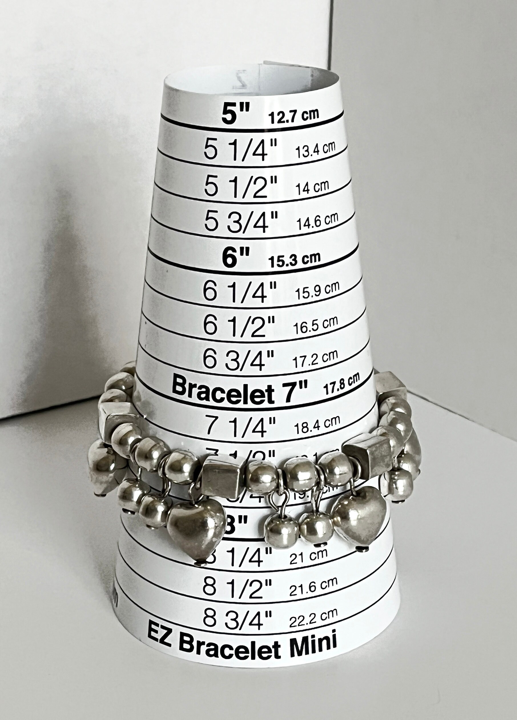 8 Vintage Heavy Sterling Silver Puffy Heart Charm Bracelet 8 Vintage Heavy Sterling Silver Puffy Heart Charm Bracelet